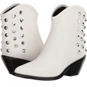 Marc Fisher White Ankle Boots with Silver Studs Size
